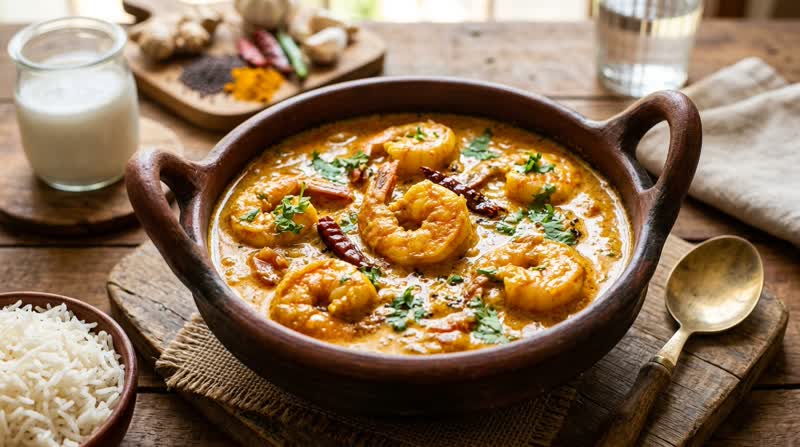 Bengali Chingri Malai Curry (Prawn Coconut Curry)