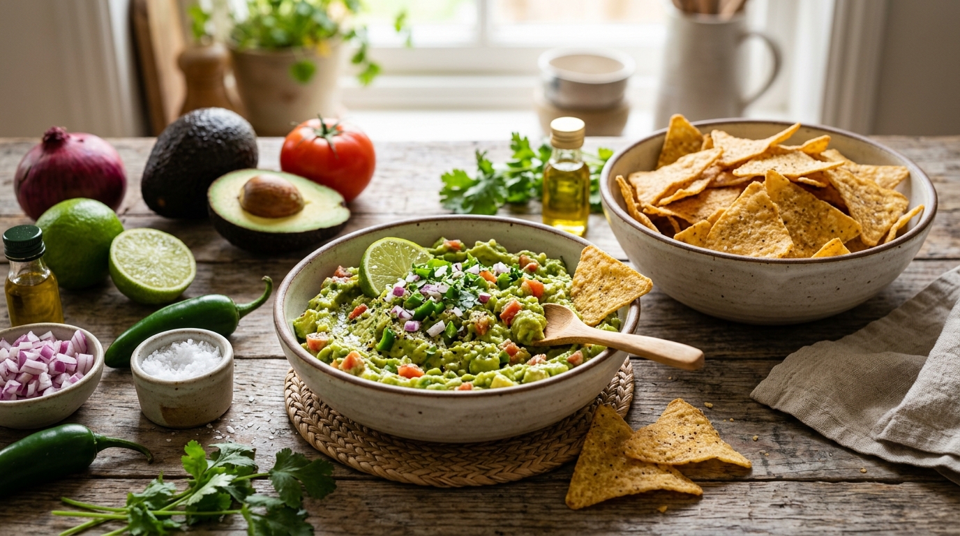Guacamole with tortilla chips