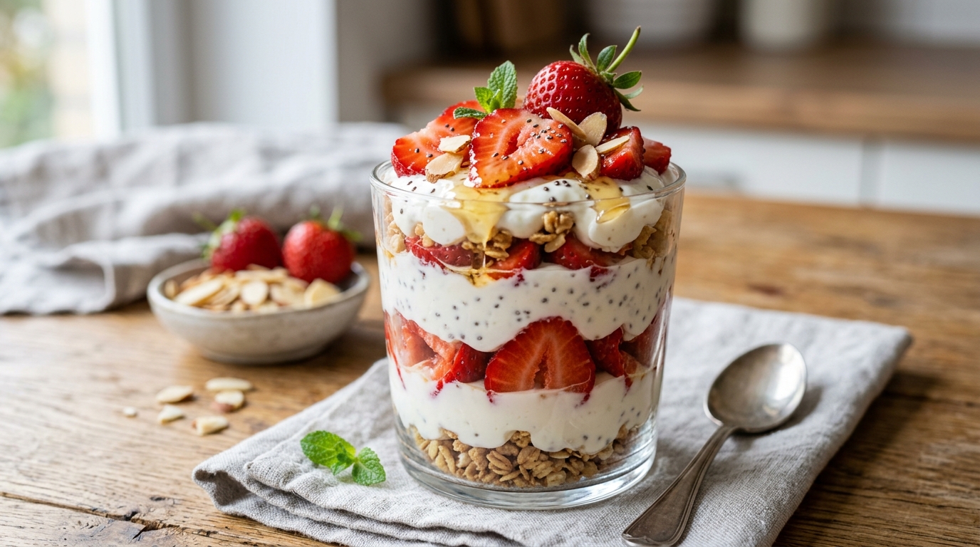 Strawberry protein parfait