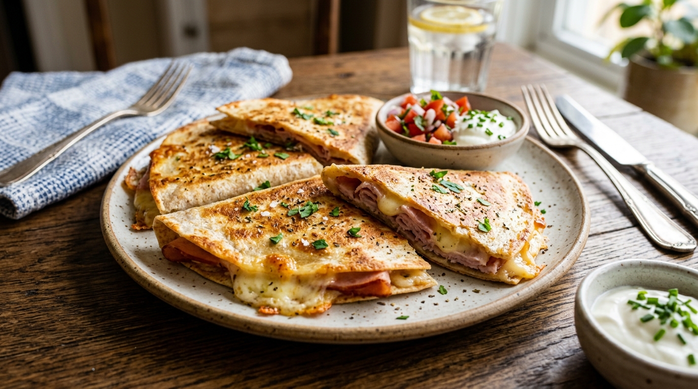 Ham and cheese quesadillas