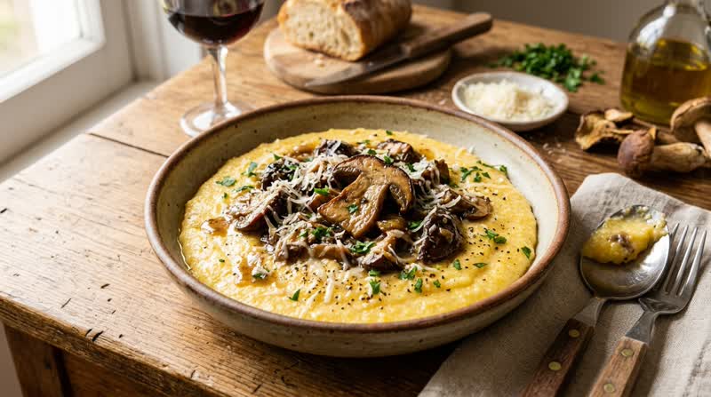Polenta con Funghi Porcini (Porcini Mushroom Polenta)